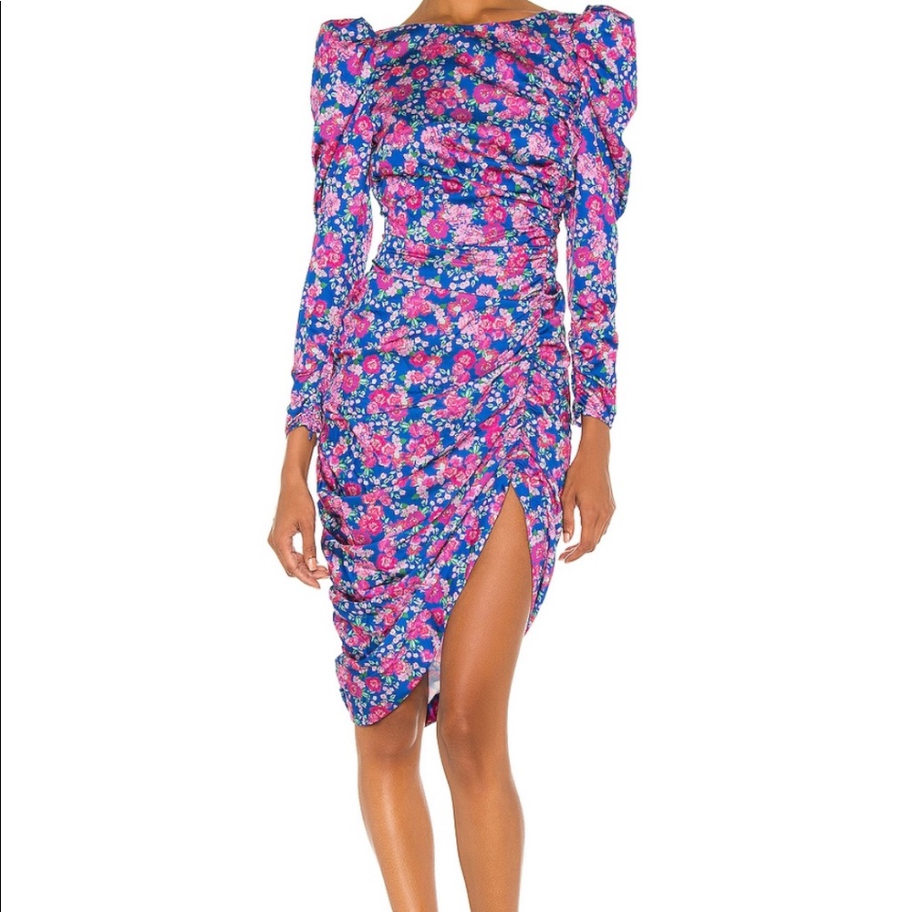 For Love & Lemons Annie Midi Dress in Cobalt